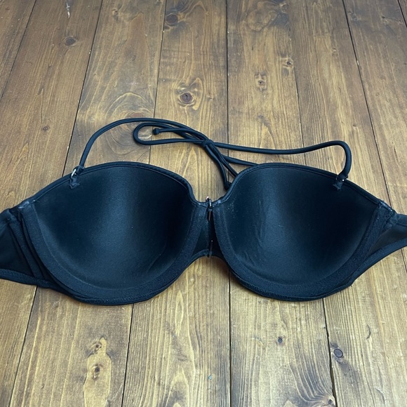 Victoria’s Secret swimsuit top black bandeau top with rhinestone design - Picture 4 of 7